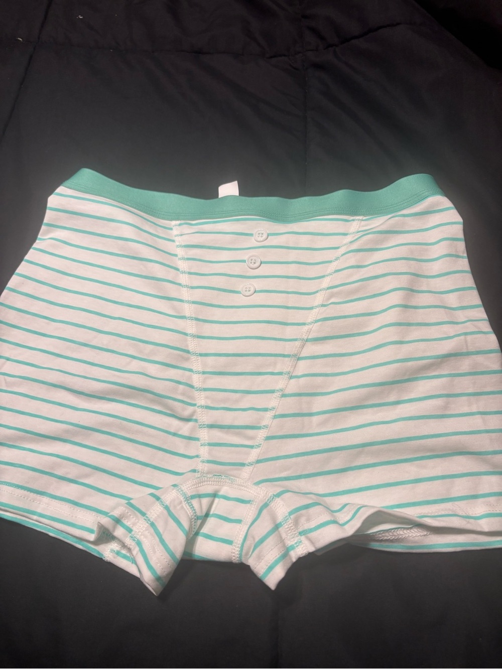 Striped Boxer Briefs in White and Mint